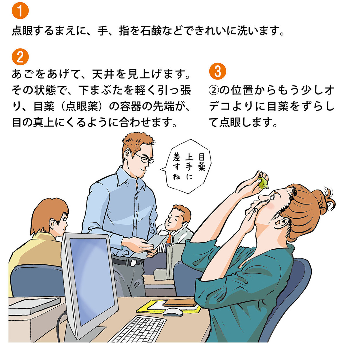 イラストで目薬の差し方を詳しく解説